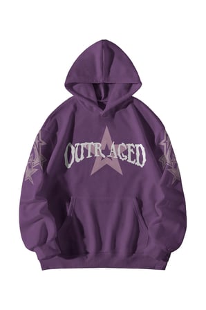 Kadın Erkek Mor Outraged Baskılı Ebstar Oversize Kapşonlu Kanguru Cepli Sweatshirt Hoodie