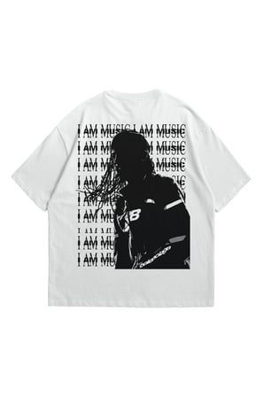Kadın Erkek Beyaz Playboi Carti I am Music Baskılı Oversize Bisiklet Yaka Kısa Kollu Tişört