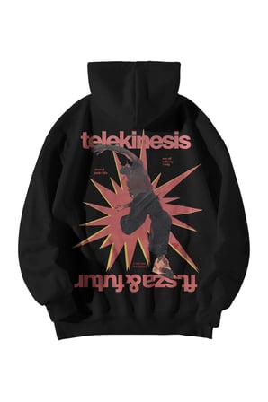 Siyah Unisex Oversize Hoodie - Travis Scott Telekinesis Baskılı Kanguru Cepli Streetwear Sweatshirt
