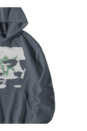 Kadın Erkek Antrasit Two Face Baskılı Ebstar Oversize Kapşonlu Kanguru Cepli Sweatshirt Hoodie