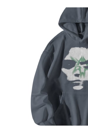 Kadın Erkek Antrasit Two Face Baskılı Ebstar Oversize Kapşonlu Kanguru Cepli Sweatshirt Hoodie