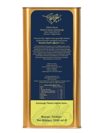 5 Lt Erken Hasat Soğuk Sıkım Zeytinyağı + 2 Kg Gemlik Siyah Zeytin