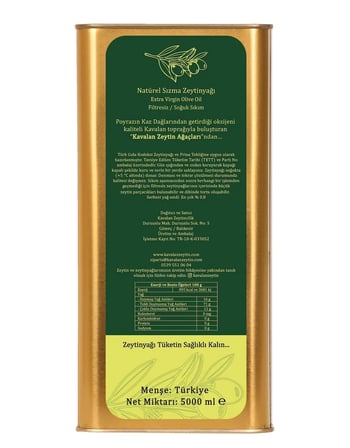 Kavalan İyi Tarım Uyg. 5 Lt Kuzey Ege Soğuk Sıkım Natürel Sızma Zeytinyağı
