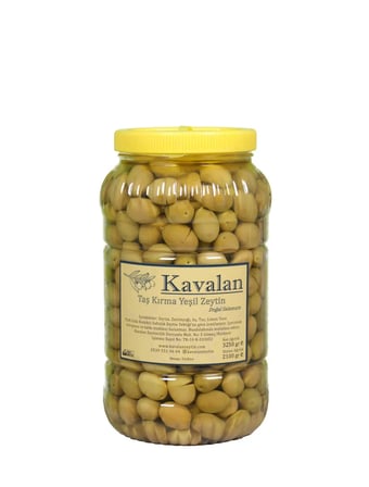 2100 gr Süzme Ağırlık - Domat Taş Kırma Yeşil Zeytin -3000cc-