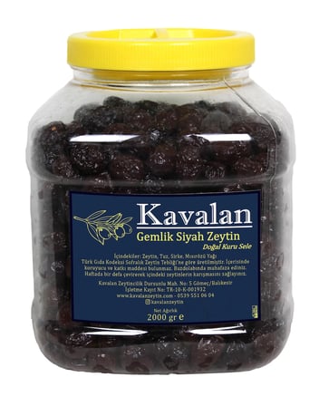 2 Kg Gemlik Siyah Zeytin Doğal Kuru Sele