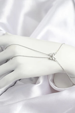 pilelistore Pirinç Zirkon Taşlı Kelebek Model Gümüş Renk Şahmeran - TJ-SN716