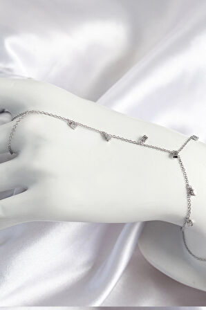 pilelistore Pirinç Zirkon Taşlı Sallantılı Model Gümüş Renk Kadın Şahmeran - TJ-SN700