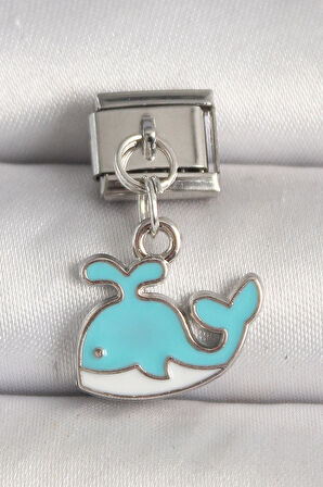 pilelistore 316L Çelik Gümüş Renk Mavi Balina Model Nomination Charm - TJ-BC1258