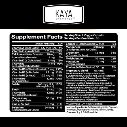 Kaya Naturals Neuro Optimizer Focus - Nootropic Energy Capsule (Dmae+Folate+molybdenum+İron+Biotin)