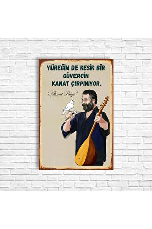 Ahmet Kaya Retro Ahşap Poster