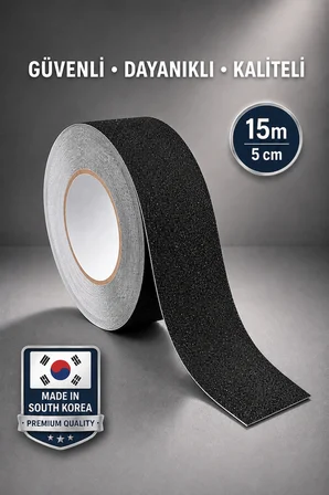 Kaydırmaz Bant Zemin ve Merdiven Güvenlik Bandı 5 cm x 15 Metre Kendinden Yapışkanlı PVC Akrilik Kaymaz Bant İç Dış Mekan Suya Dayanıklı Merdiven Rampa Havuz Kenarı Kaydırmaz Şerit