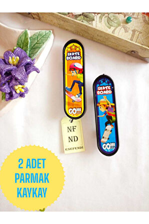 2 Adet Parmak Kaykay Plastik Oyuncak Hediye Erkek Kız Oyuncak Karışık Desenli 10 Cm
