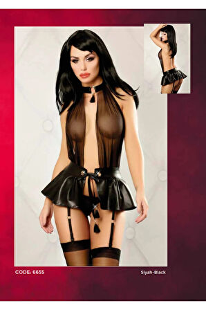 DERİ EROTİK FANTEZİ GECELİK-6655