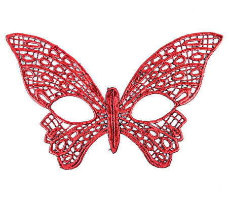 pilelistore Kırmızı Dantel Masquerade Maskesi 7 No