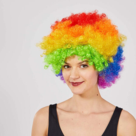 pilelistore Rengarenk Kıvırcık Afro Bonus Peruk