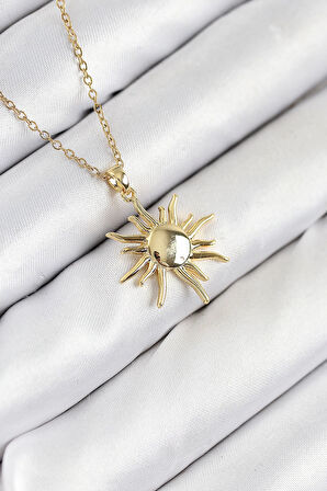 pilelistore 316L Çelik Güneş Model Gold Renk Kadın Kolye - TJ-BKO10537