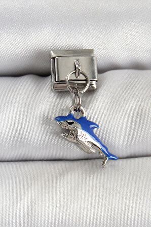 pilelistore 316L Çelik Sallantılı Köpekbalığı Model Gümüş Renk Nomination Charm - TJ-BC1463