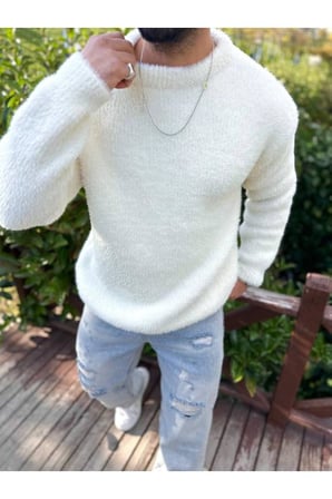 Sweatshirt Oversize Tüylenmez Polar Kazak Bol Kesim Naturel Pamuk Rahat Kesim Salaş Peluş Kazak