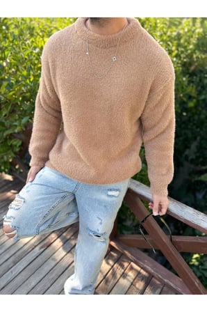 Sweatshirt Oversize Tüylenmez Polar Kazak Bol Kesim Naturel Pamuk Rahat Kesim Salaş Peluş Kazak