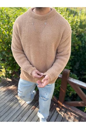 Sweatshirt Oversize Tüylenmez Polar Kazak Bol Kesim Naturel Pamuk Rahat Kesim Salaş Peluş Kazak