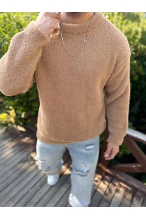 Sweatshirt Oversize Tüylenmez Polar Kazak Bol Kesim Naturel Pamuk Rahat Kesim Salaş Peluş Kazak