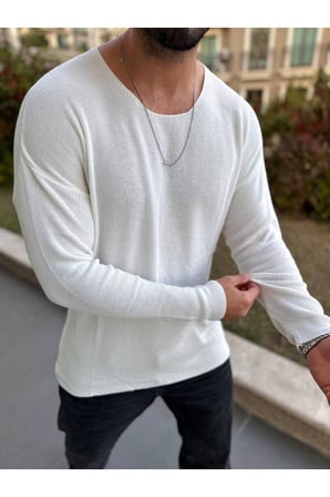 Kazak Oversize Örme Natural Pamuk Tüylenmeyen Kazak Salaş Tarz Triko Sweatshirt Dökümlü Model