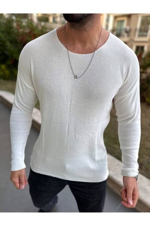 Kazak Oversize Örme Natural Pamuk Tüylenmeyen Kazak Salaş Tarz Triko Sweatshirt Dökümlü Model