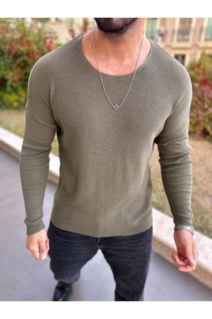 Kazak Oversize Örme Natural Pamuk Tüylenmeyen Kazak Salaş Tarz Triko Sweatshirt Dökümlü Model