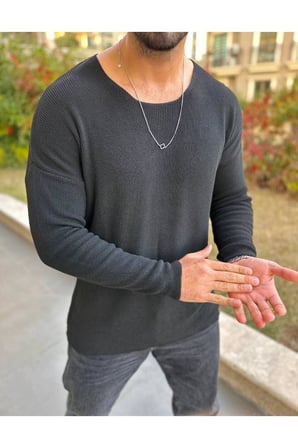 Kazak Oversize Örme Natural Pamuk Tüylenmeyen Kazak Salaş Tarz Triko Sweatshirt Dökümlü Model