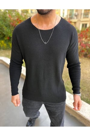 Kazak Oversize Örme Natural Pamuk Tüylenmeyen Kazak Salaş Tarz Triko Sweatshirt Dökümlü Model