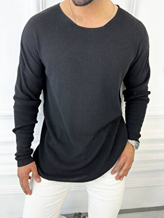Kazak Oversize Örme Natural Pamuk Tüylenmeyen Kazak Salaş Tarz Triko Sweatshirt