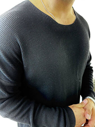 Kazak Oversize Örme Natural Pamuk Tüylenmeyen Kazak Salaş Tarz Triko Sweatshirt