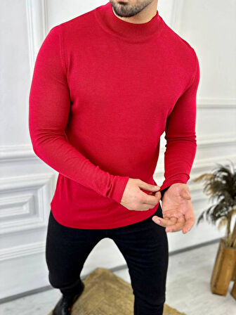 Kazak Slim Fit Tüylenmez Naturel Pamuk Triko Boğazlı Balıkçı Yaka Kazak