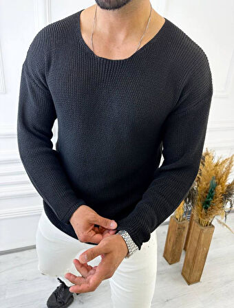 Kazak Oversize Örme Natural Pamuk Tüylenmeyen Kazak Salaş Tarz Triko Sweatshirt