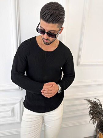 Kazak Oversize Örme Natural Pamuk Tüylenmeyen Kazak Salaş Tarz Triko Sweatshirt