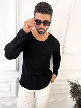 Kazak Oversize Örme Natural Pamuk Tüylenmeyen Kazak Salaş Tarz Triko Sweatshirt