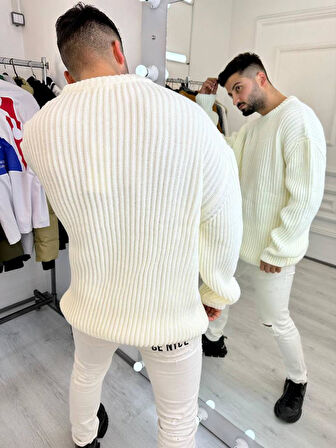 Oversize Kazak Bol Kesim Tüylenmeyen Salaş Triko Kazak