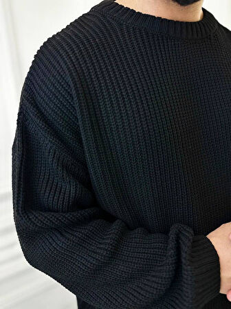 Kazak Oversize Çift Kat Örme Naturel Pamuk Bol Kesim Tüylenmeyen Salaş Triko Kazak