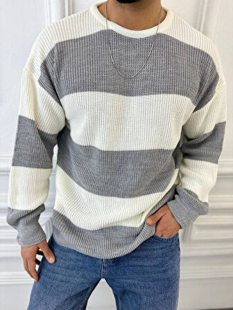 Kazak Oversize Tüylenmez Naturel Pamuk Örme Triko Kazak