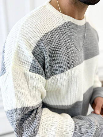 Kazak Oversize Tüylenmez Naturel Pamuk Örme Triko Kazak