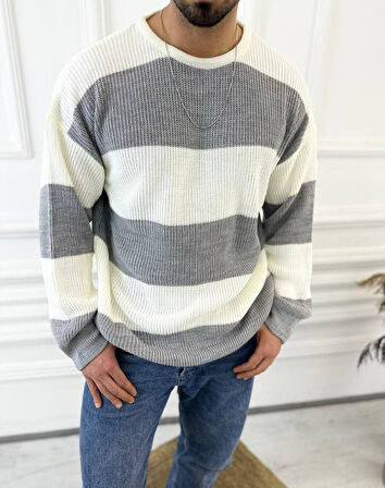 Kazak Oversize Tüylenmez Naturel Pamuk Örme Triko Kazak