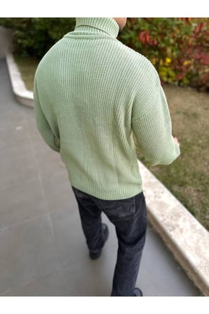Boğazlı Erkek Kazak Oversize Balıkçı Yaka Geniş Salaş Triko Oversize Triko
