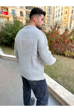 Oversize Kazak Bol Kesim Tüylenmeyen Bisiklet Yaka Salaş Triko Kazak