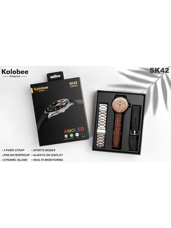 Kalobee Sk42 Amoled Ekran 3Kordonlu Bay Bayan Akilli Saati İnce Kasa