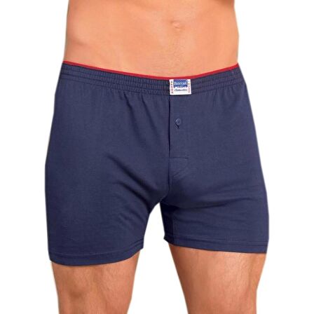 2 Adet Berrak 1099 Düğmeli Erkek Boxer %100 Pamuk Penye Boxer 