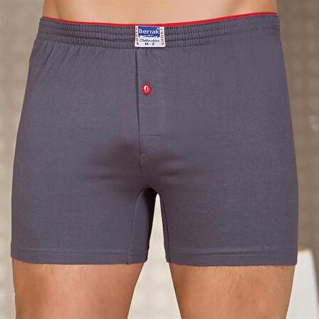 2 Adet Berrak 1099 Düğmeli Erkek Boxer %100 Pamuk Penye Boxer 