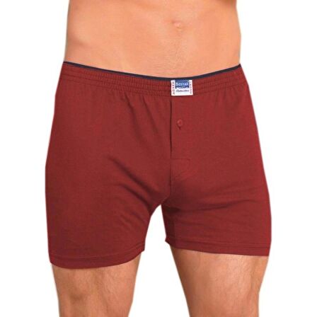 2 Adet Berrak 1099 Düğmeli Erkek Boxer %100 Pamuk Penye Boxer 