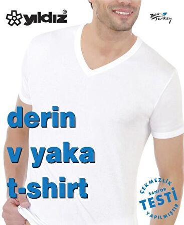 Yıldız 355-356 Erkek Derin V Yaka Kısa Kollu T-Shirt