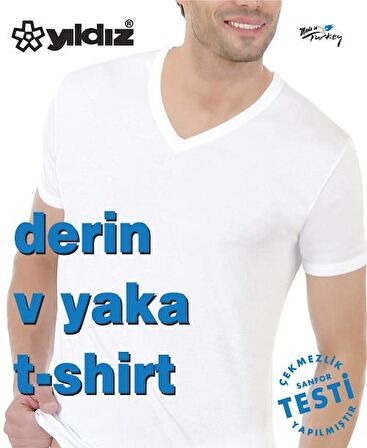 3'Lü Yıldız 355-356 Erkek Derin V Yaka Kısa Kollu T-Shirt