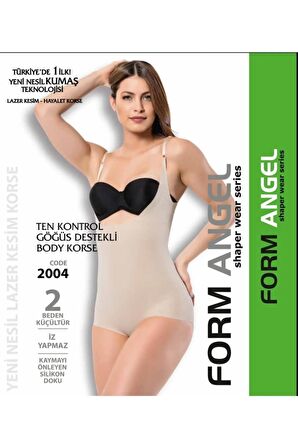 Kadın Ten Rengi Lazer Kesim Göğüs Destekli Body Korse